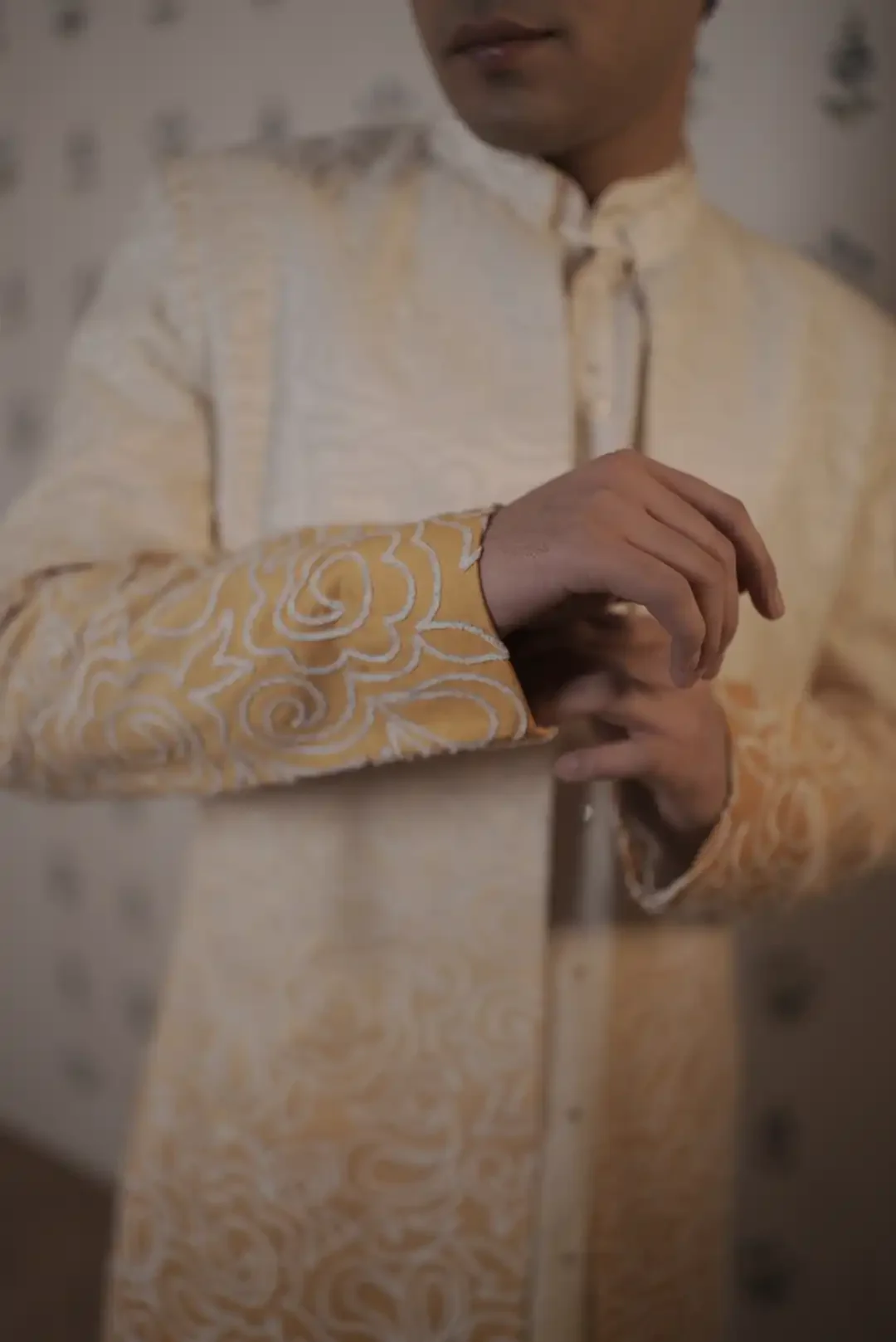 Yellow ombre jacket style indo-western kurta set - Image 2