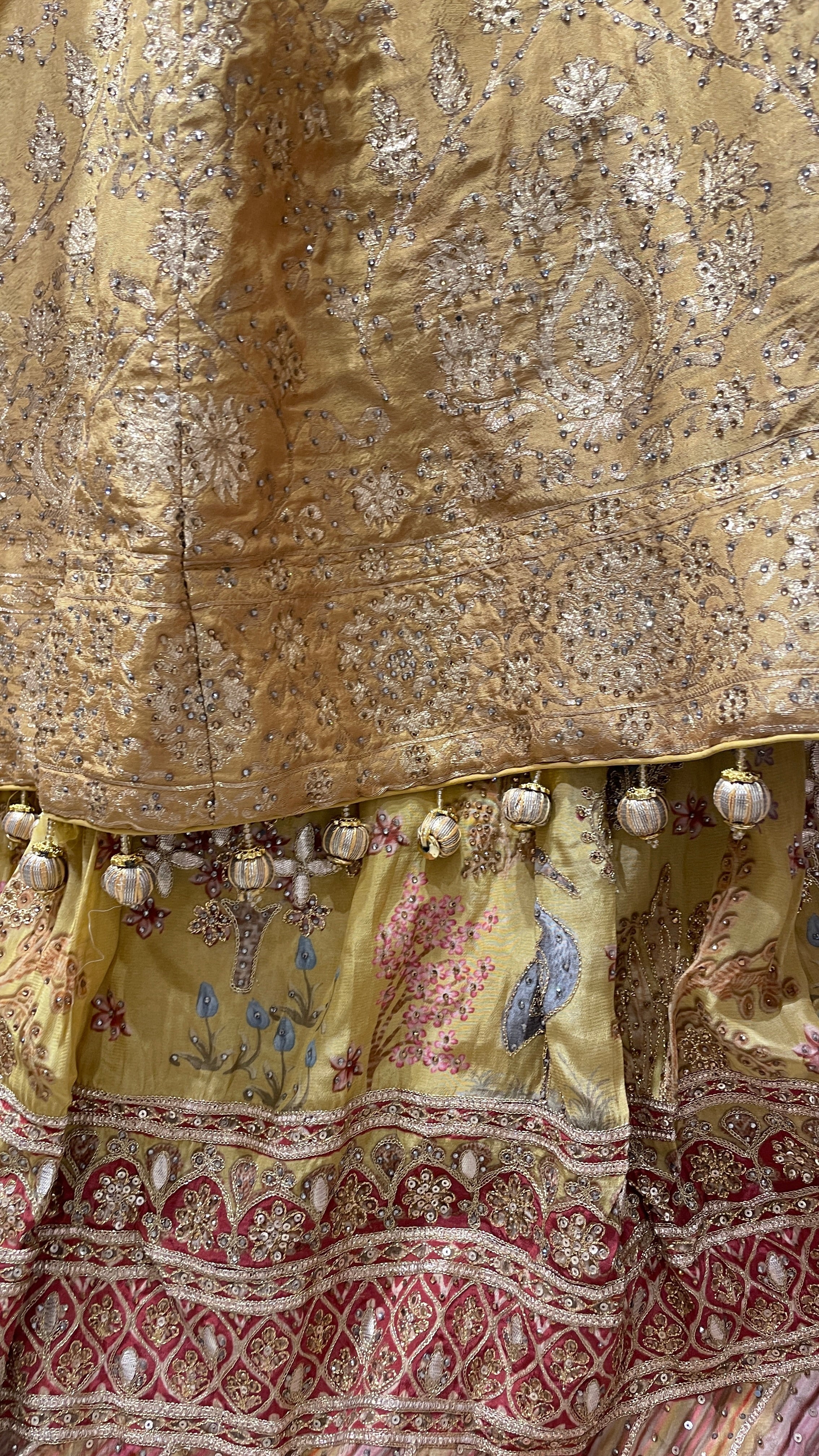 Yellow Silk Lehenga with tassels - Image 3