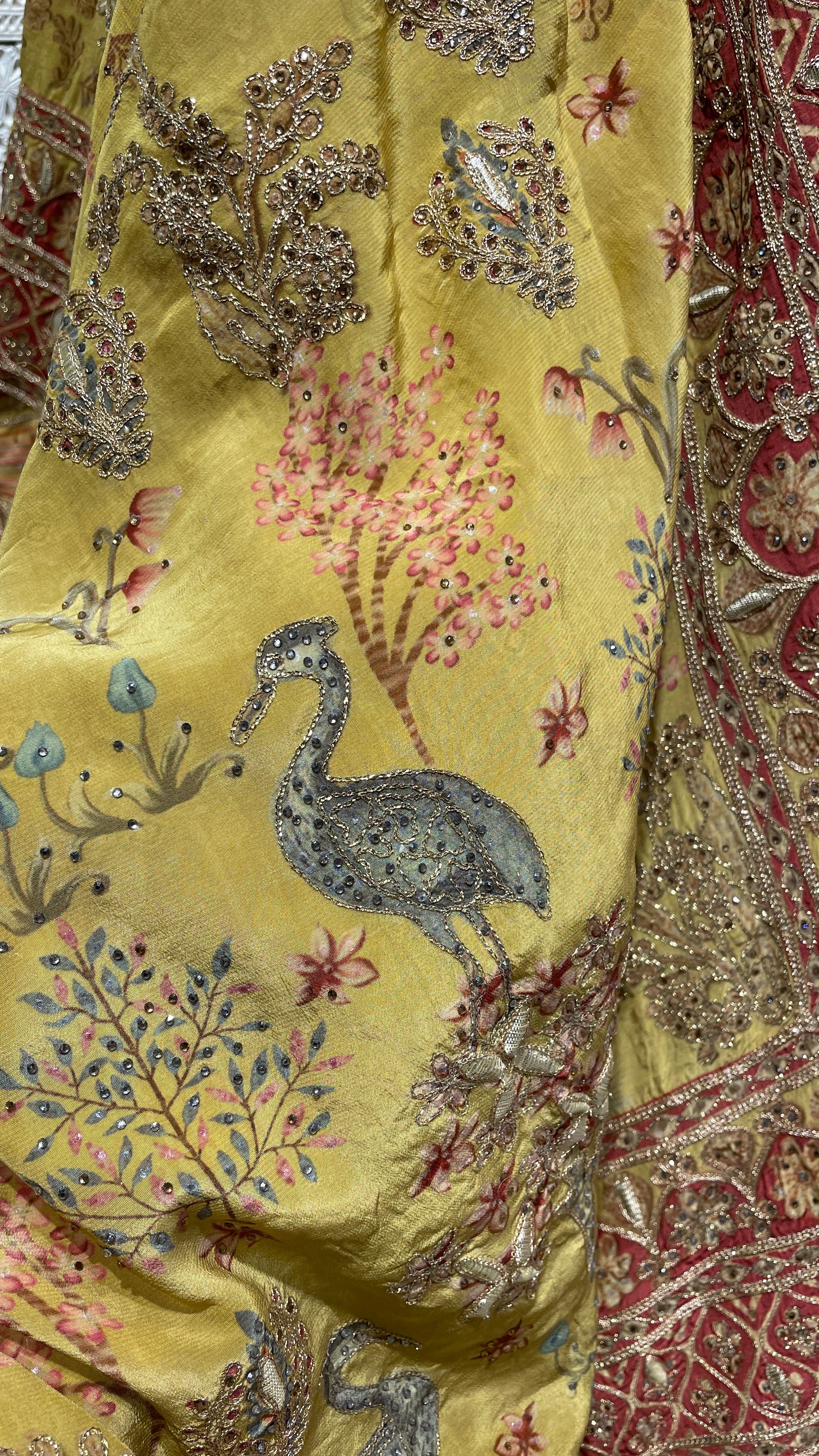 Yellow Silk Lehenga with tassels - Image 4